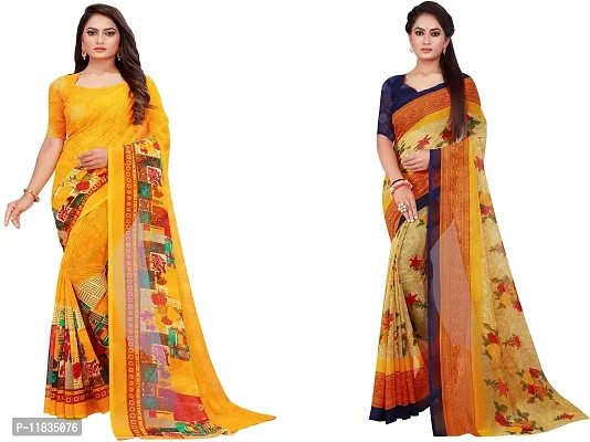 Beautiful Georgette Saree with Blouse Piece Pack Of 2-thumb0