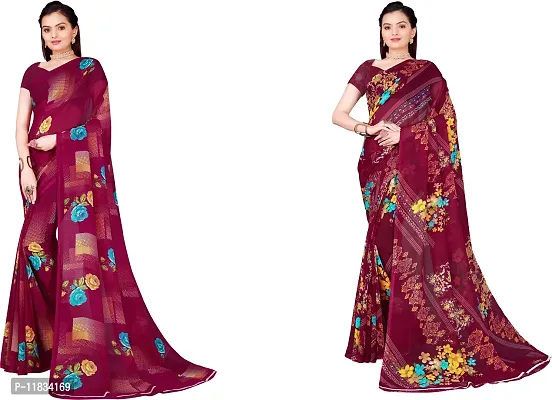 Beautiful Georgette Saree with Blouse Piece Pack Of 2