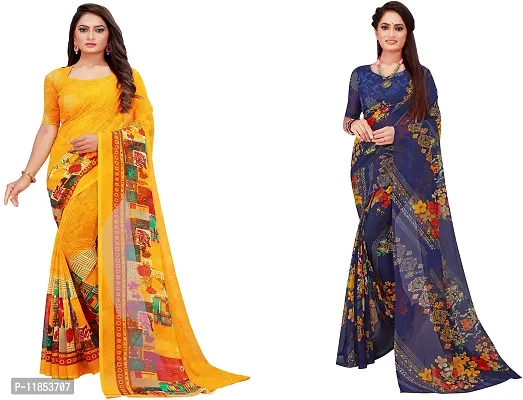 Beautiful Georgette Saree With Blouse Piece Pack Of 2-thumb0