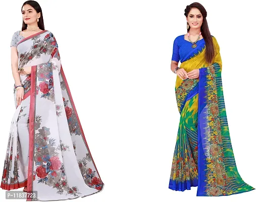 Beautiful Georgette Saree with Blouse Piece Pack Of 2