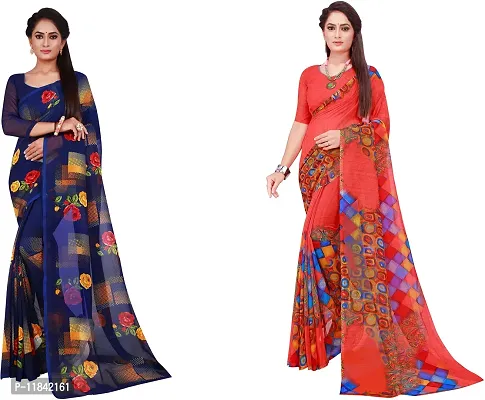 Beautiful Georgette Saree With Blouse Piece Pack Of 2-thumb0