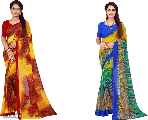 Beautiful Georgette Saree with Blouse Piece Pack Of 2