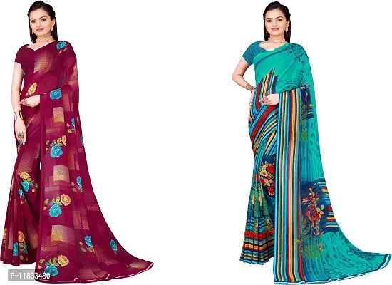 Beautiful Georgette Saree with Blouse Piece Pack Of 2-thumb0