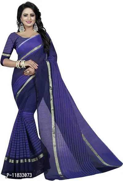 Beautiful Cotton Blend Saree with Blouse Piece-thumb0