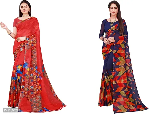 Beautiful Georgette Saree With Blouse Piece Pack Of 2