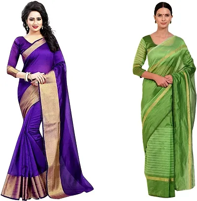 Trending Cotton Silk Saree with Blouse piece 