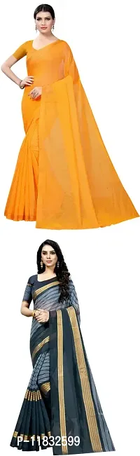 Beautiful Art Silk Saree with Blouse Piece Pack Of 2