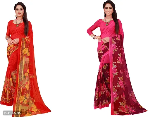 Beautiful Georgette Saree With Blouse Piece Pack Of 2-thumb0