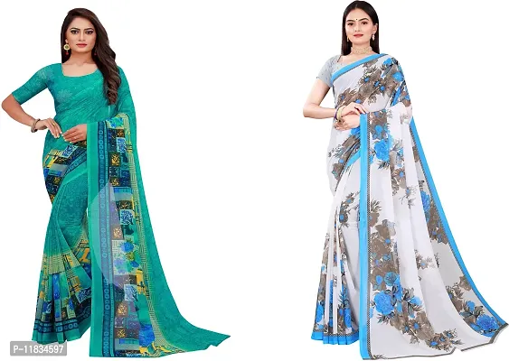 Beautiful Georgette Saree with Blouse Piece Pack Of 2-thumb0