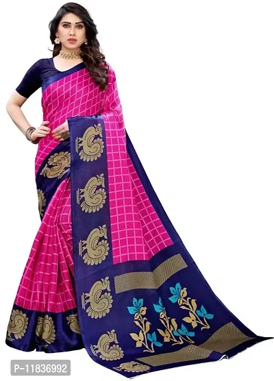 Beautiful Art Silk Saree with Blouse Piece-thumb0