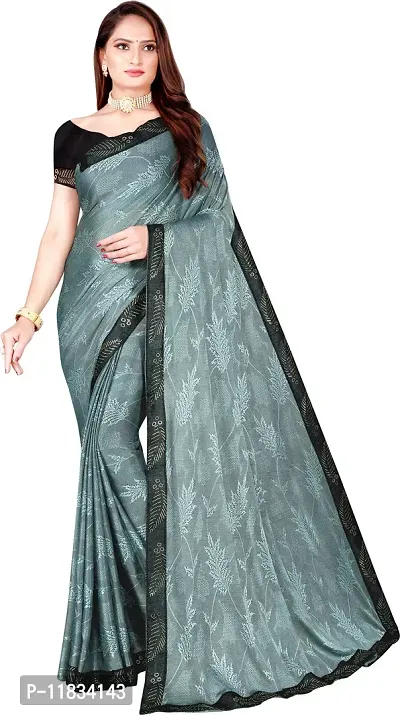 Beautiful Lycra Saree with Blouse Piece-thumb0