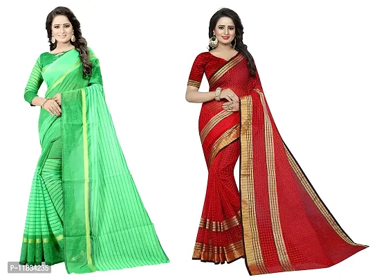 Beautiful Cotton Silk Saree with Blouse Piece Pack Of 2-thumb0