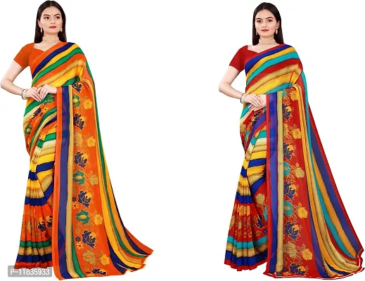 Beautiful Georgette Saree with Blouse Piece Pack Of 2-thumb0