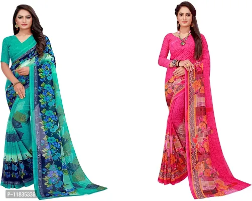 Beautiful Georgette Saree with Blouse Piece Pack Of 2