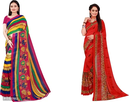 Beautiful Georgette Saree with Blouse Piece Pack Of 2-thumb0