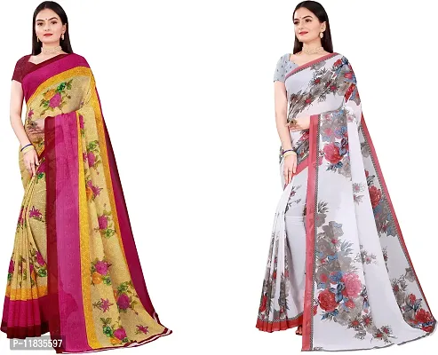 Beautiful Georgette Saree with Blouse Piece Pack Of 2-thumb0