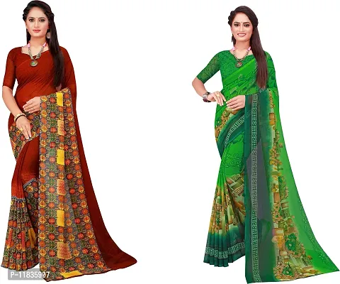 Beautiful Georgette Saree with Blouse Piece Pack Of 2-thumb0