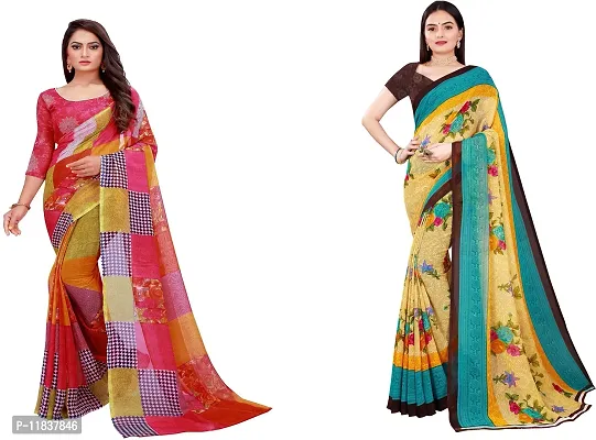 Beautiful Georgette Saree with Blouse Piece Pack Of 2-thumb0