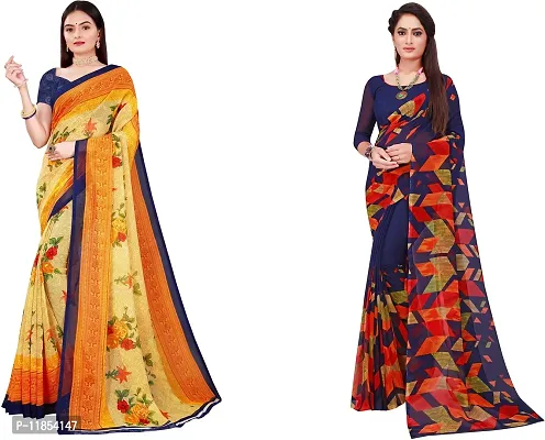 Beautiful Georgette Saree With Blouse Piece Pack Of 2