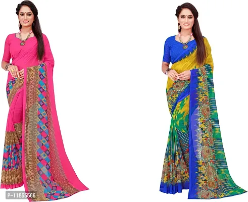 Beautiful Georgette Saree With Blouse Piece Pack Of 2