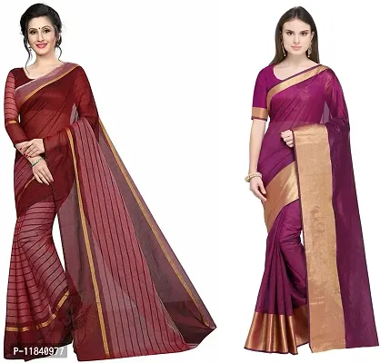 Beautiful Cotton Silk Saree With Blouse Piece Pack Of 2