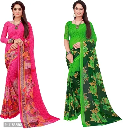 Beautiful Georgette Saree with Blouse Piece Pack Of 2-thumb0