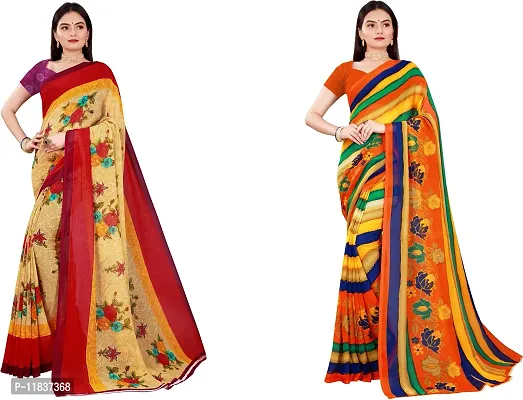 Beautiful Georgette Saree with Blouse Piece Pack Of 2-thumb0