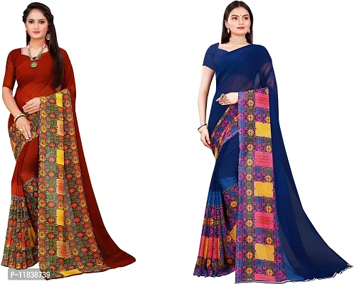 Beautiful Georgette Saree with Blouse Piece Pack Of 2-thumb0