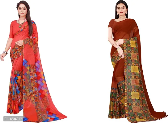 Beautiful Georgette Saree with Blouse Piece Pack Of 2