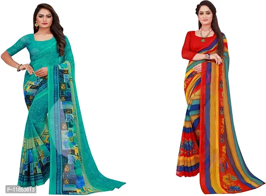 Beautiful Georgette Saree With Blouse Piece Pack Of 2-thumb0