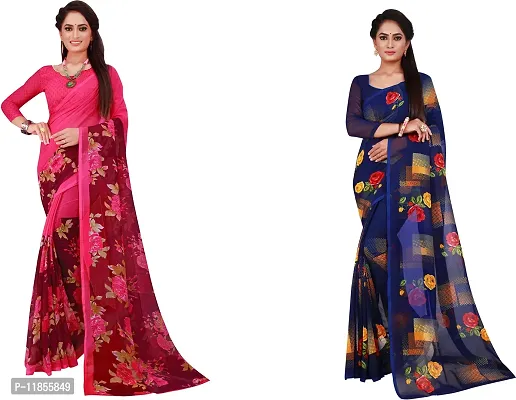 Beautiful Georgette Saree With Blouse Piece Pack Of 2-thumb0