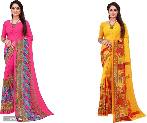 Beautiful Georgette Saree With Blouse Piece Pack Of 2