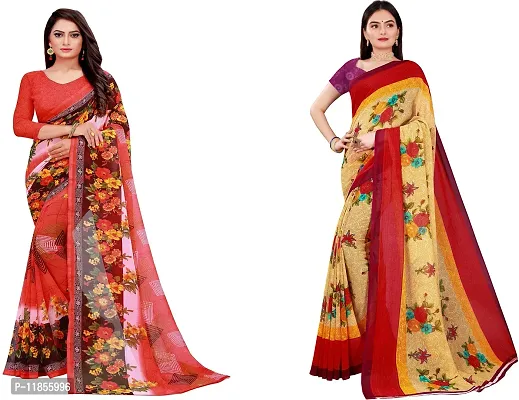 Beautiful Georgette Saree With Blouse Piece Pack Of 2