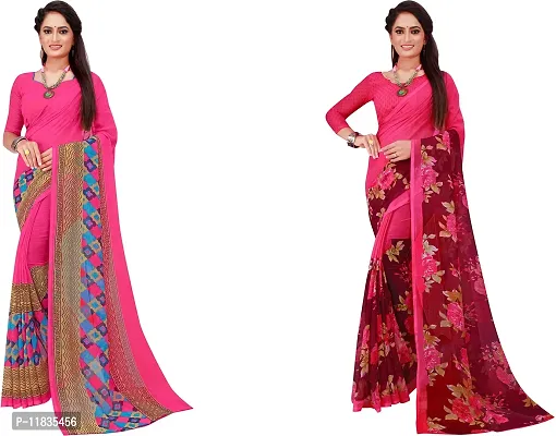 Beautiful Georgette Saree with Blouse Piece Pack Of 2-thumb0