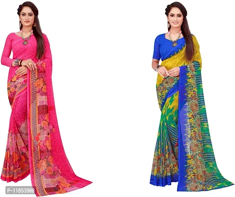 Beautiful Georgette Saree With Blouse Piece Pack Of 2-thumb0