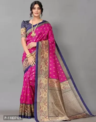 Beautiful Art Silk Saree with Blouse Piece-thumb0