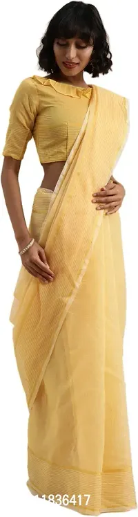 Beautiful Cotton Blend Saree with Blouse Piece-thumb2