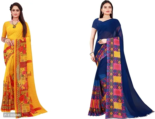 Beautiful Georgette Saree with Blouse Piece Pack Of 2-thumb0