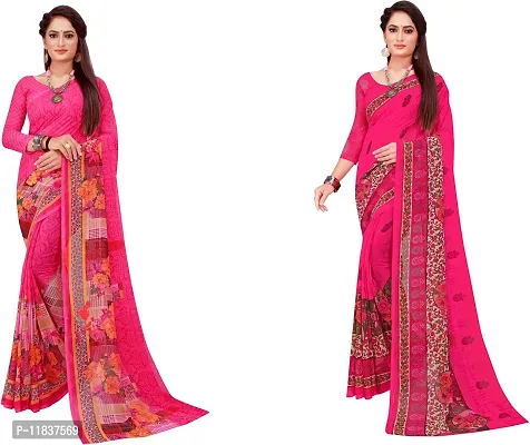 Beautiful Georgette Saree with Blouse Piece Pack Of 2-thumb0