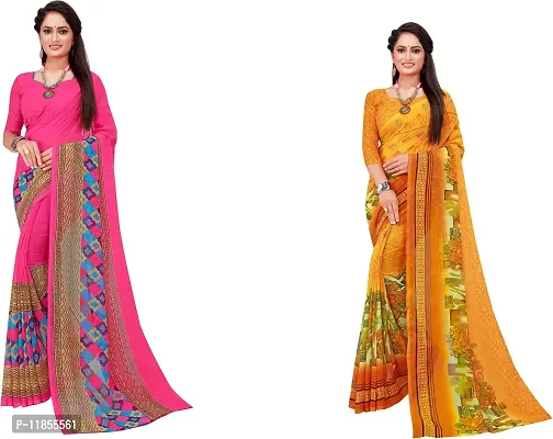 Beautiful Georgette Saree With Blouse Piece Pack Of 2-thumb0