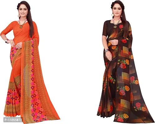 Beautiful Georgette Saree With Blouse Piece Pack Of 2