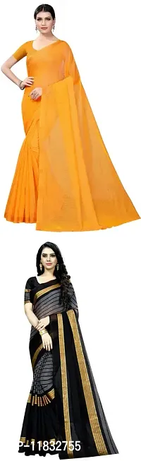 Beautiful Art Silk Saree with Blouse Piece Pack Of 2-thumb0