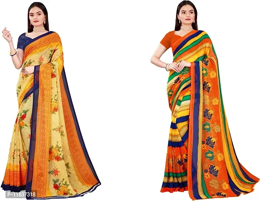 Beautiful Georgette Saree with Blouse Piece Pack Of 2-thumb0