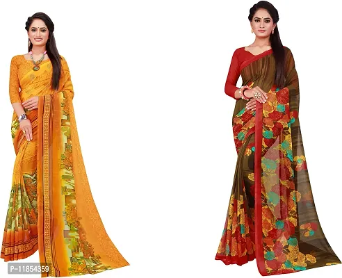 Beautiful Georgette Saree With Blouse Piece Pack Of 2