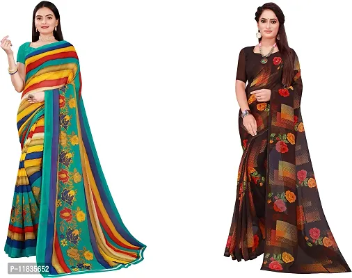 Beautiful Georgette Saree with Blouse Piece Pack Of 2-thumb0