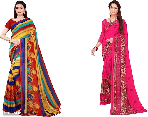 Beautiful Georgette Saree with Blouse Piece Pack Of 2