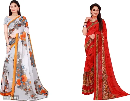 Beautiful Georgette Saree with Blouse Piece Pack Of 2-thumb0