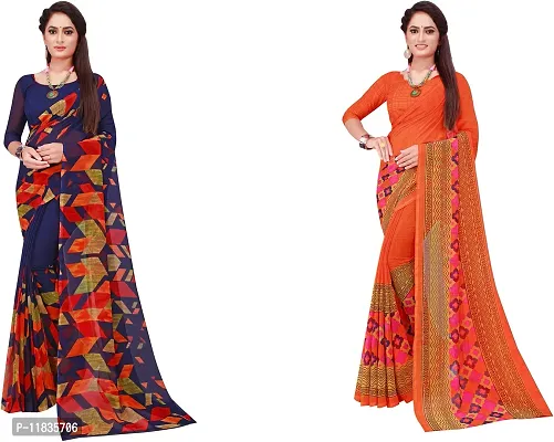 Beautiful Georgette Saree with Blouse Piece Pack Of 2