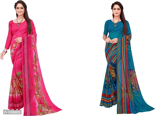 Beautiful Georgette Saree with Blouse Piece Pack Of 2-thumb0