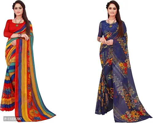 Beautiful Georgette Saree with Blouse Piece Pack Of 2-thumb0